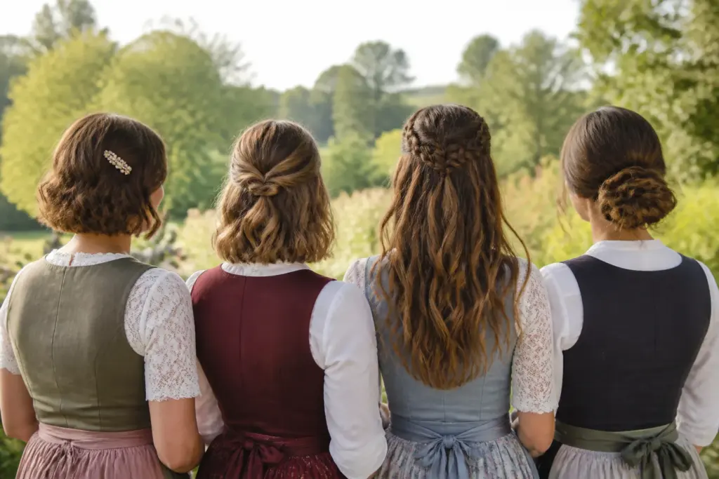 Vier Dirndl-Frisuren für kurze, mittellange und lange Haare