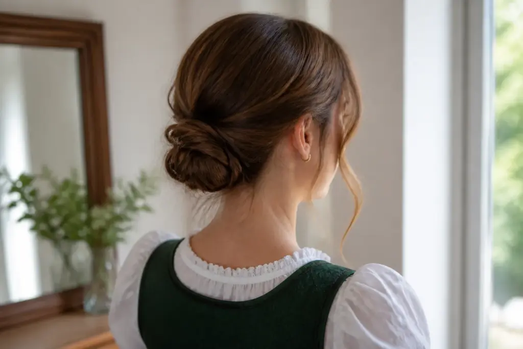 Einfacher tiefer Dutt zum Dirndl